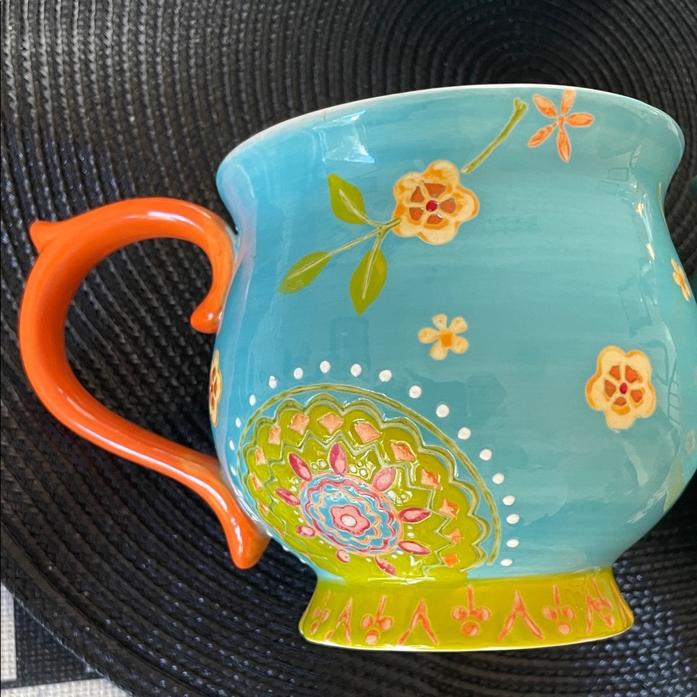 Dutch Wax Colorful Hand Painted Floral Ceramic New Teapot and 2 Cups Set - Picture 11 of 15